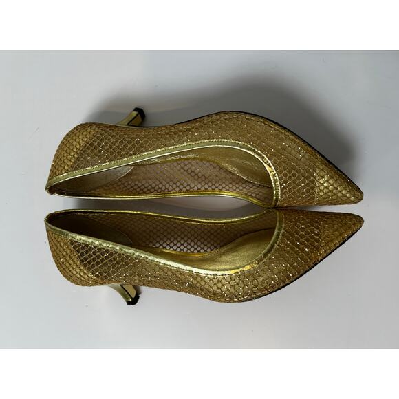 Adrianna Papell Pointed-Toe Gold Mesh Kitten Heel 6M - Picture 7 of 10